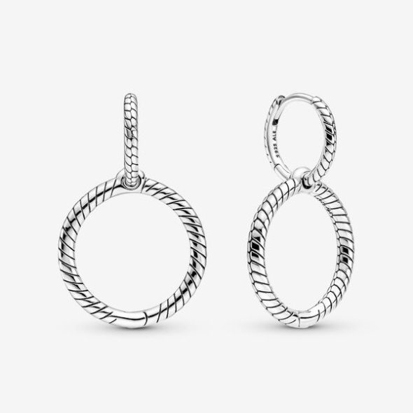Pandora CA Moments Charm Double Hoop Earrings